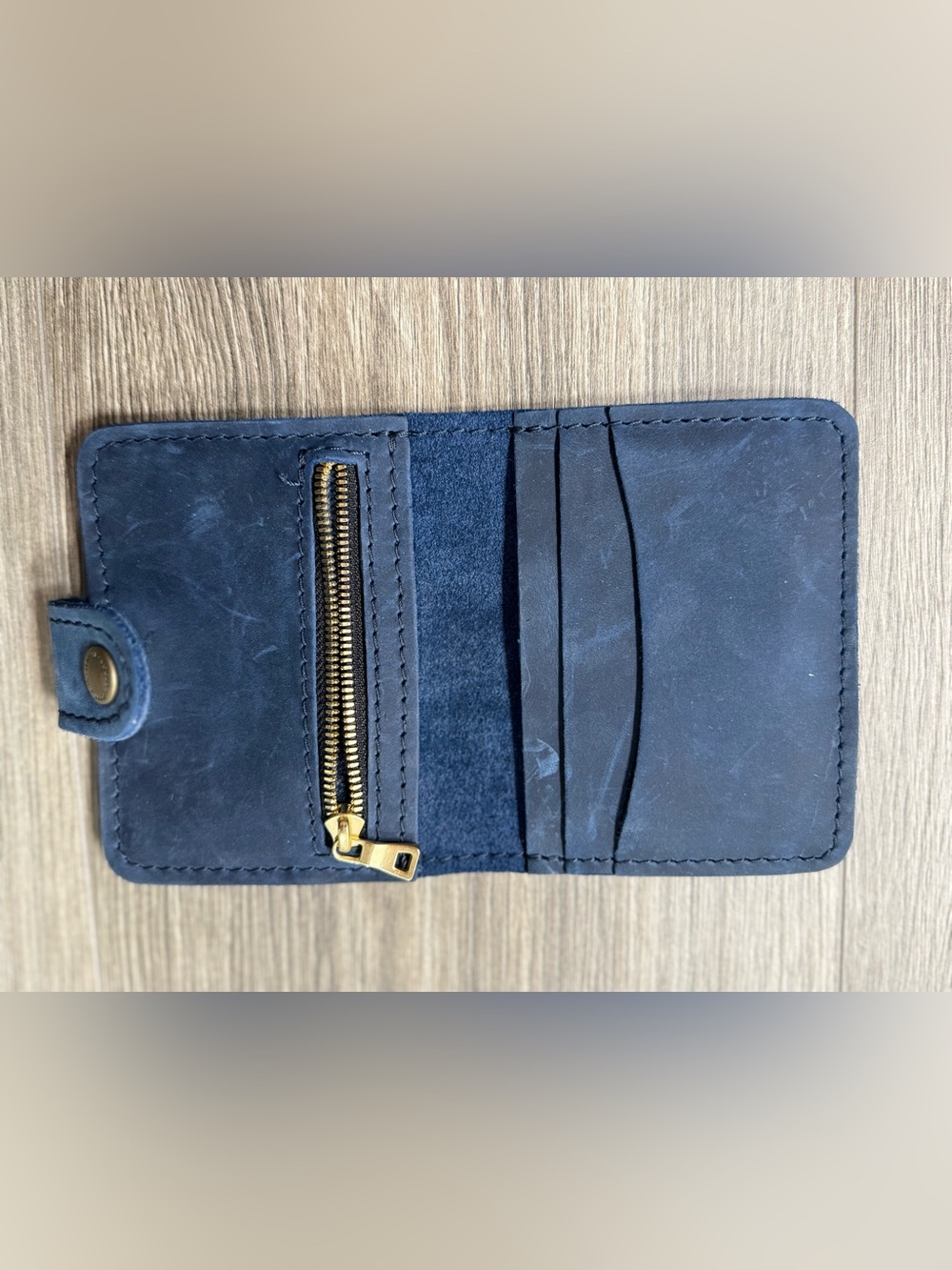 Portland Leather Goods Mini Bifold Wallet Deep Water Blue PLG Womens - Picture 2 of 5